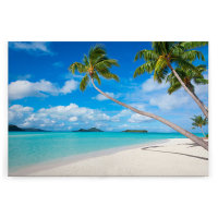 Leinwandbild StrandMitPalme Meer 90cm x 60 cm