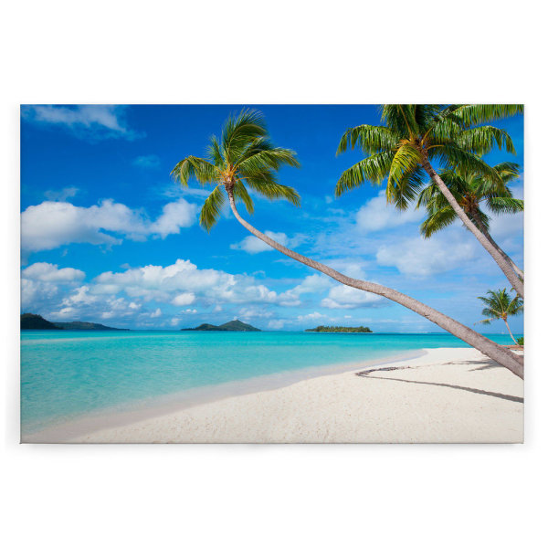 Leinwandbild StrandMitPalme Meer 120cm x 80 cm