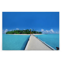 Leinwandbild StegzurInsel Meer 90cm x 60 cm