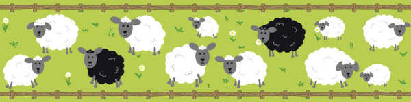 Selbstklebende Bordüre Lovely Kids Sheep Family