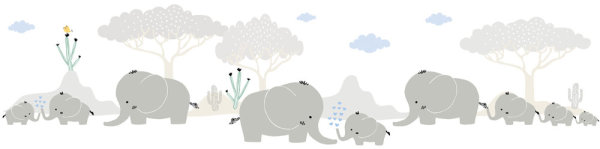 Selbstklebende Bordüre Lovely Kids Elephant Family