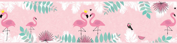 Selbstklebende Bordüre Lovely Kids Flamingo Love
