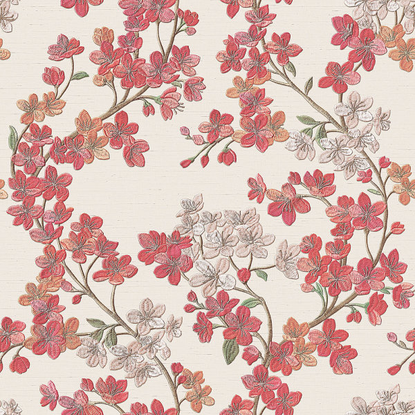 Cherry Blossom Cream & Red