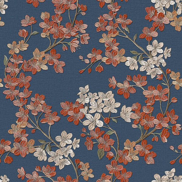 Cherry Blossom Deep Blue & Copper