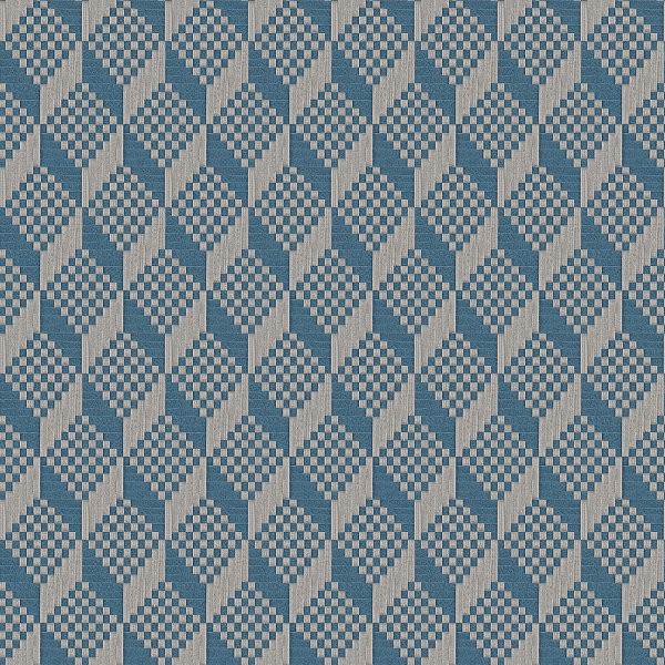 3D Stitched Cube geometric Blue