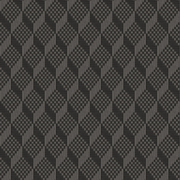 3D Stitched Cube geometric Black