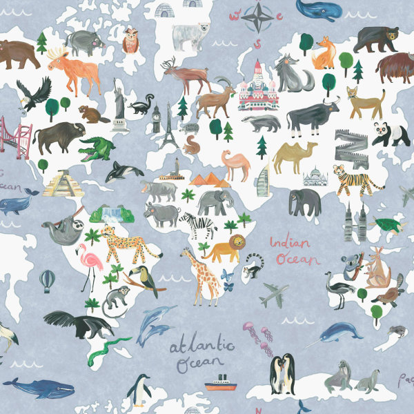 Animal Maps Blue