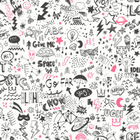 Doodle White/Neon Pink
