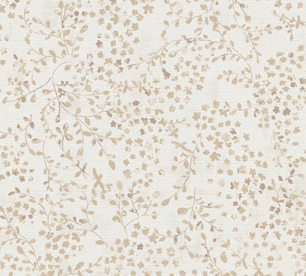XL Vlies - Tapete Landhaus Blätter Ranken beige braun