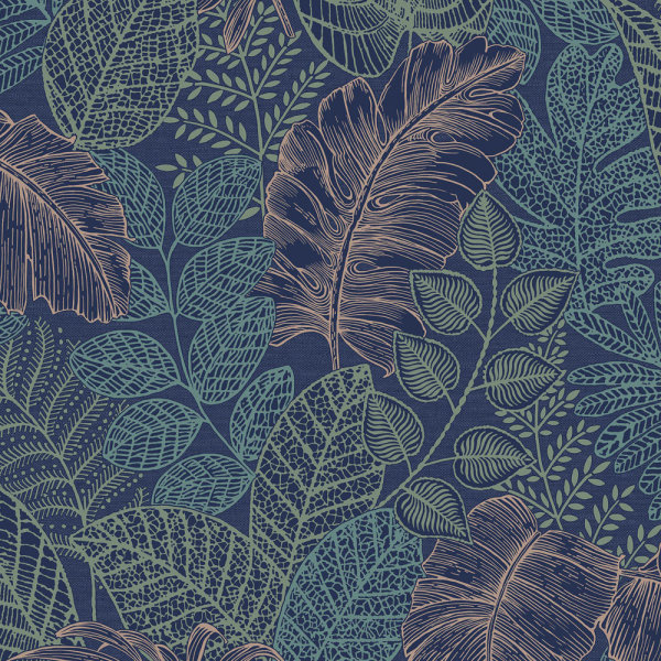 Solace Scattered Leaves Blue/Copper