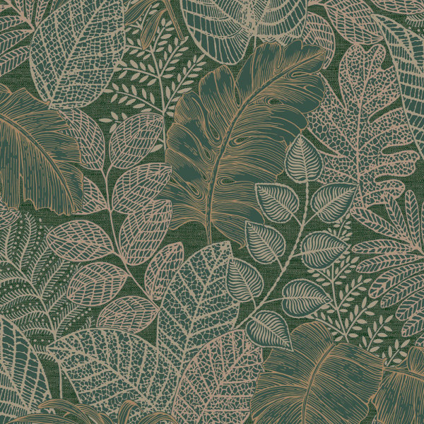 Solace Scattered Leaves Forest Green
