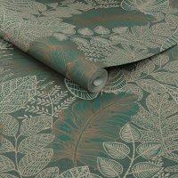Solace Scattered Leaves Forest Green