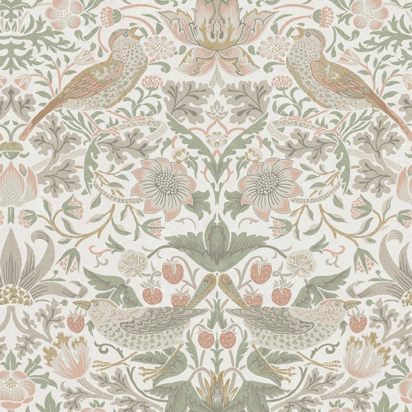 William Morris Strawberry Thief Sage & Pink  Multi
