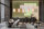 Fototapete Walls by Patel 4 m x 2,7 m Geometrisch Grün Beige  Raum 2