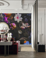 Fototapete Walls by Patel 4 m x 2,7 m Blumen Schwarz Blau  Raum 3