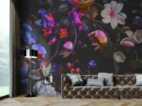 Fototapete Walls by Patel 4 m x 2,7 m Blumen Schwarz Blau  Raum 4