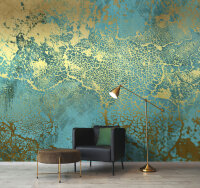 Fototapete Walls by Patel 4 m x 2,7 m Metallic Türkis Gold  Raum 3