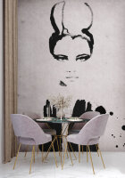 Fototapete Walls by Patel 2 m x 2,7 m Frau Grau Schwarz  Raum 4