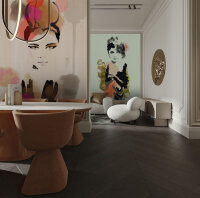 Fototapete Walls by Patel 2 m x 2,7 m Frau Pastelgrün Schwarz  Raum 4