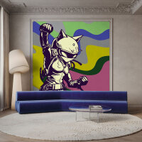 Fototapete Walls by Patel 4 m x 2,7 m Manga Grau Gelb Pink Raum 3