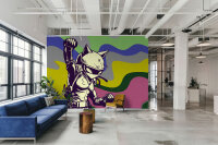 Fototapete Walls by Patel 4 m x 2,7 m Manga Grau Gelb Pink Raum 4