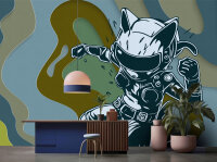 Fototapete Walls by Patel 4 m x 2,7 m Manga Petrol Grau Blau Raum 4