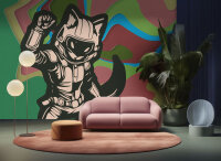 Fototapete Walls by Patel 4 m x 2,7 m Manga Grün Rosa  Raum 3