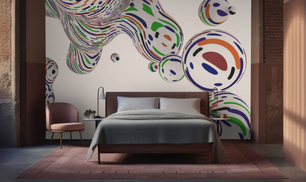 Fototapete Walls by Patel 4 m x 2,7 m 3D Creme Blau  Raum 1