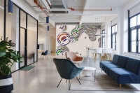 Fototapete Walls by Patel 4 m x 2,7 m 3D Creme Blau  Raum 3