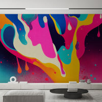 Fototapete Walls by Patel 4 m x 2,7 m 3D Pink Türkis...