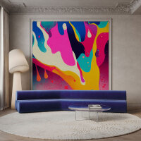 Fototapete Walls by Patel 4 m x 2,7 m 3D Pink Türkis Gelb Raum 3