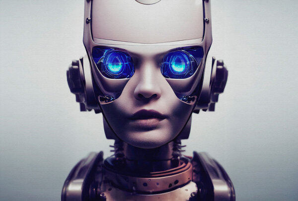 Fototapete Walls by Patel 4 m x 2,7 m Roboter Grau   Raum 1