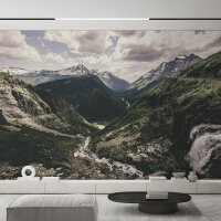 Fototapete Walls by Patel 4 m x 2,7 m Landschaft Grün Grau  Raum 3