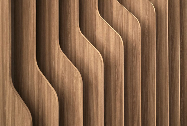 Fototapete Walls by Patel 4 m x 2,7 m Holzpaneel Hellbraun   Raum 1