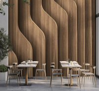 Fototapete Walls by Patel 4 m x 2,7 m Holzpaneel Hellbraun   Raum 4