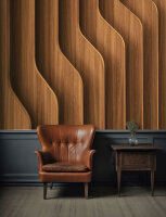Fototapete Walls by Patel 4 m x 2,7 m Holzpaneel Braun   Raum 3