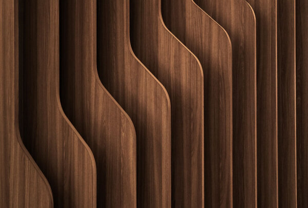 Fototapete Walls by Patel 4 m x 2,7 m Holzpaneel Dunkelbraun   Raum 1