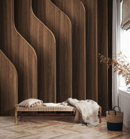 Fototapete Walls by Patel 4 m x 2,7 m Holzpaneel Dunkelbraun   Raum 3