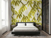 Fototapete Walls by Patel 4 m x 2,7 m Blätter Grün Beige  Raum 4