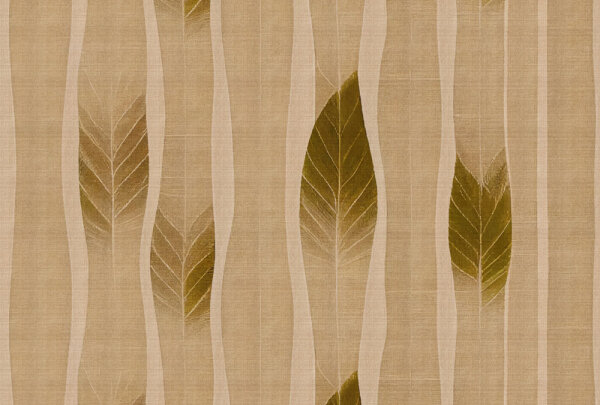 Fototapete Walls by Patel 4 m x 2,7 m Blätter Beige Grün  Raum 1