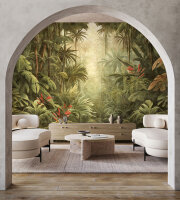 Fototapete Walls by Patel 4 m x 2,7 m Dschungel Grün Beige  Raum 4