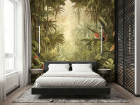 Fototapete Walls by Patel 4 m x 2,7 m Dschungel Grün Beige  Raum 5