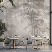 Fototapete Walls by Patel 4 m x 2,7 m Bäume Taupe Grau  Raum 3