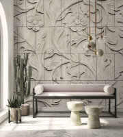Fototapete Walls by Patel 4 m x 2,7 m Blumen Beige Grau...