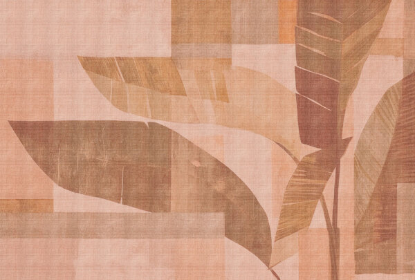 Fototapete Walls by Patel 4 m x 2,7 m Blätter Rosa Rot  Raum 1