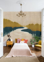 Fototapete Walls by Patel 5 m x 2,7 m Landschaft Beige Ocker Petrol Raum 5