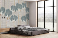 Fototapete Walls by Patel 5 m x 2,7 m Bäume Grau Blau  Raum 3