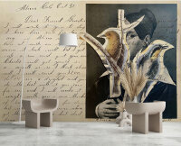 Fototapete Walls by Patel 4 m x 2,7 m Vögel Schwarz Beige  Raum 3