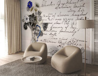 Fototapete Walls by Patel 4 m x 2,7 m Brief Creme Schwarz Blau Raum 3