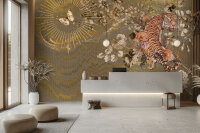 Fototapete Walls by Patel 4 m x 2,7 m Tiger Gold Grau  Raum 4